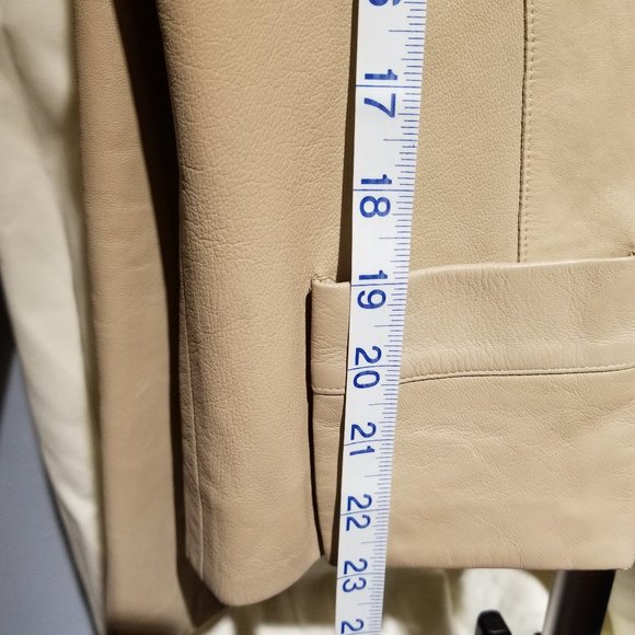 SOLD suit soft leather &silk light coffee JACKET /SKIRT - Picture 11 of 16